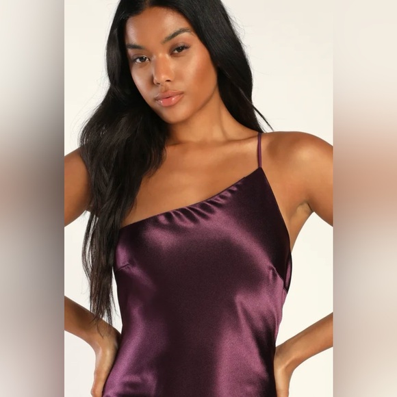 Lulus Satin One Shoulder Maxi Dress - Picture 3 of 7